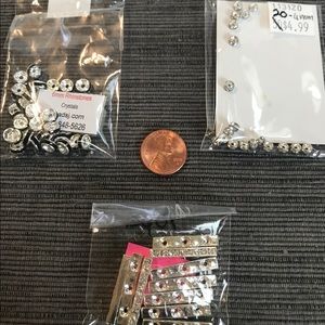 SILVER METAL RHINESTONE SPACER BARS & BEADS LOT